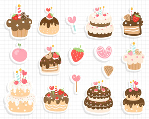 Birthday cake sticker, birthday sticker