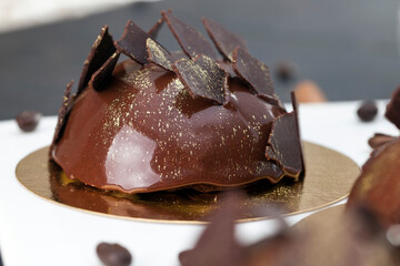 chocolate cream cake made of chocolate dough