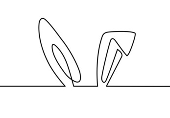 Rabbit ears are a continuous line. Easter bunny in one line. Bunny Minimalist Contour Illustration for spring design. Editable stroke. Vector outline background