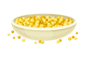 Mustard Yellow Seeds Piled in Bowl Vector Illustration
