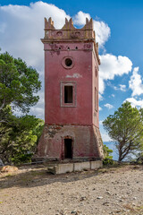 The ancient Garibaldi tower on the island of Gorgona, Italy