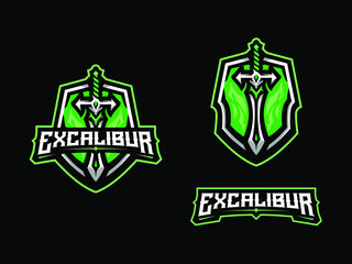 Excalibur sword esport logo design