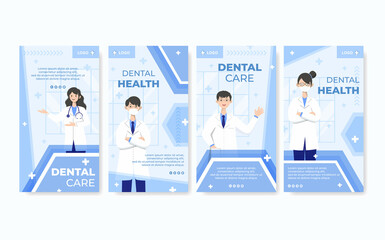 Fototapeta na wymiar Dental Flat Design Illustration Stories Editable of Square Background Suitable for Social media, Feed, Card, Greetings, Print and Web Internet Ads