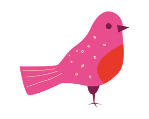 Christmas bird red wooden toy, retro, vintage. Vector illustration cartoon flat style