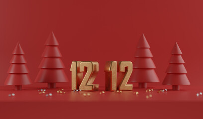 December 12 super sale shopping day, flyer, web banner, landing page, poster.