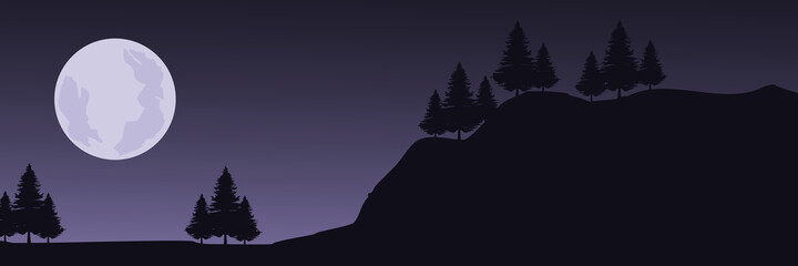 moonrise flat design landscape vector illustration design for wallpaper design, design template, background template, and tourism design template