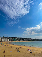 Playa De La Concha - San Sebastian Beach, summer sunny day