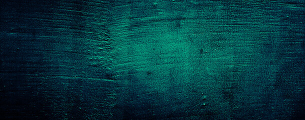 dark blue green teal grunge abstract concrete wall texture background, panoramic background