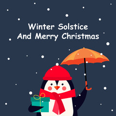 Winter Solstice. Merry Christmas. Banner vector illustration for background, greeting card, and postcard.