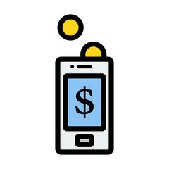 Golden Coins Fall In Smartphone Icon