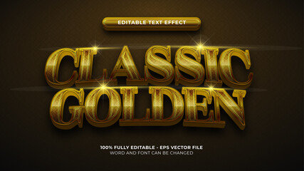 title text effect template. Classic golden with pattern style text effect luxury vector layered