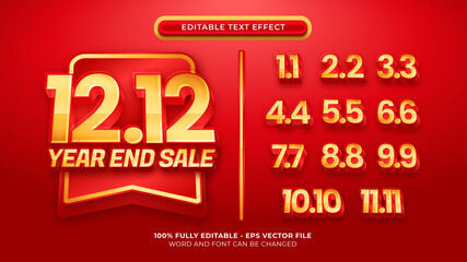Year End Sale promotional title template. Bundle text style effect