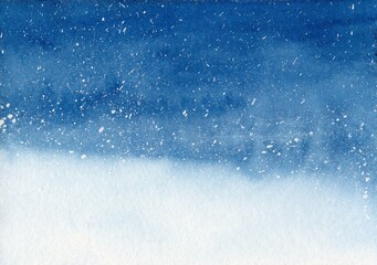 Aquarell Schneefall Winternacht Weihnachten