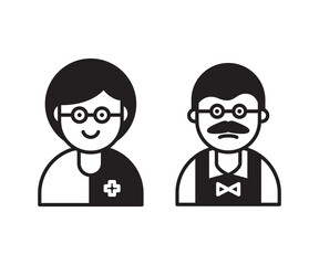 Fototapeta premium doctor and old man profile avatar vector set