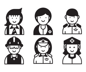 occupation and profession profile avatar vector set