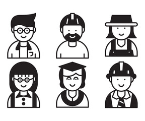 occupation and profession profile avatar vector set