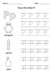 Learning English alphabet for kids. Letter P.