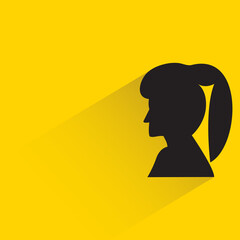 silhouette woman face with drop shadow on yellow background