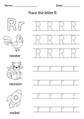 Learning English alphabet for kids. Letter R.