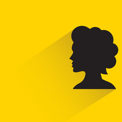 silhouette woman face with drop shadow on yellow background