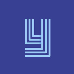 Letter Y logo.Typographic icon.Lettering sign isolated on dark blue background.Alphabet initial.Modern, design, geometric, corporate web, tech style.