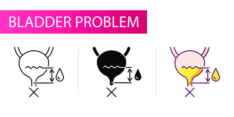Incomplete excretion of urine. Line icon concept