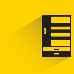 closet and wardrobe with shadow on yellow background