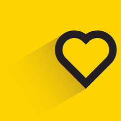heart with drop shadow on yellow background