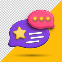 3d render text massege icon vector based