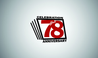 78 year anniversary celebration, book design style black and red color for event, birthday, gift card, poster-vector