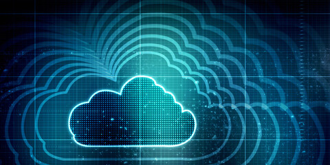 Fototapeta premium 2d rendering technology Cloud computing 