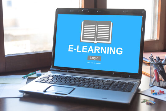 E-learning concept on a laptop screen