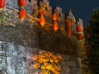 Ancient building city wall in Guilin Wangcheng Scenic Area, Guangxi, China