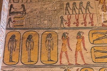 amazing hieroglyphics inside the tombs of pharaons in luxor, egypt