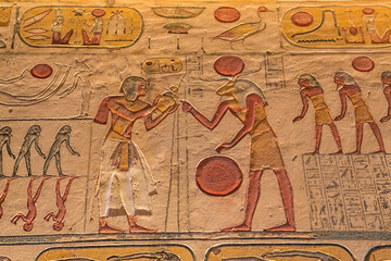 amazing hieroglyphics inside the tombs of pharaons in luxor, egypt