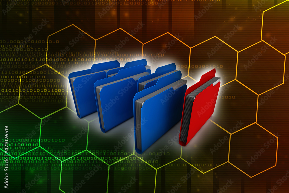 Poster 3d rendering folder with documents