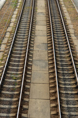 Fototapeta na wymiar Aerial picture of tramways or railroad lines