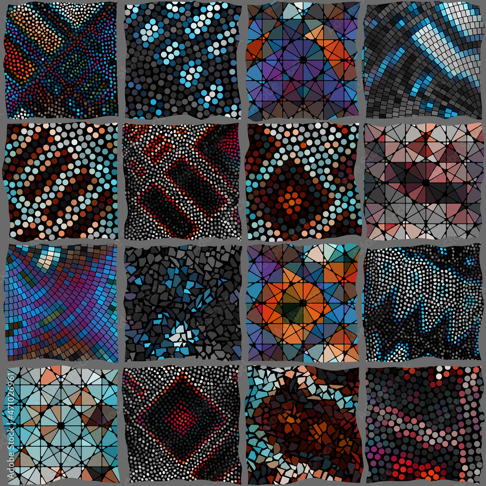 Poster Vector seamless mosaic art pattern. Art background.