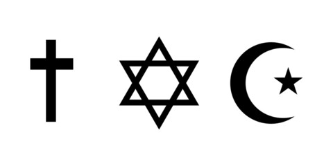 Symbol of three religions. Christianity, Judaism, and Islam.
