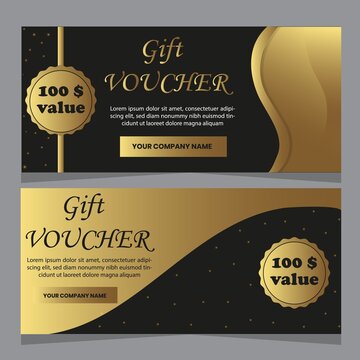 Creative black dark gift voucher, card Template modern and Clean design vector