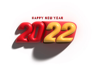 3D Render Happy New Year 2022 Text Typography Design.