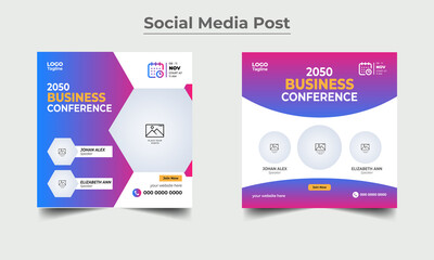 Business Conference Social Media Post Design Banner Template