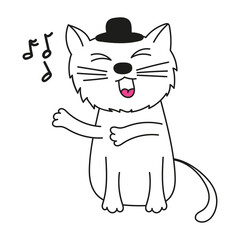 vector cartoon drawn doodle cat, cute and funny, isolated
