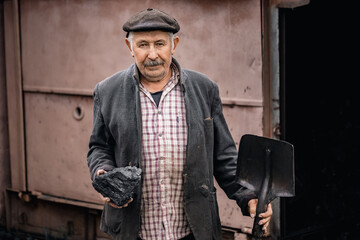 Early mining equipment, hammer, pickaxe and shovel for underground coal miner