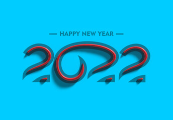 3D Render Happy New Year 2022 Text Typography Design.