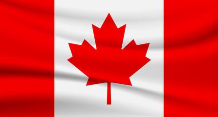 Fototapeta na wymiar Flag of Canada silk - Vector