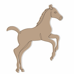 brown foal, sketch, vector, isolated on white background