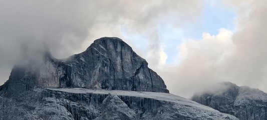 Mountain panorama of the Ratikon Alps during a hike across Austria and Switzerland.