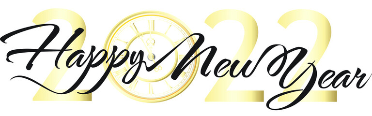 Happy new 2022 year golden banner with xmas ball, vector illustration
