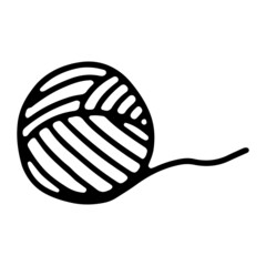 Yarn ball in doodle style. Vector illustration